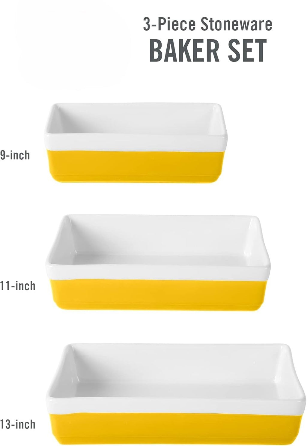 3-Piece Yellow Oven-to-Table Stoneware Bakeware Set