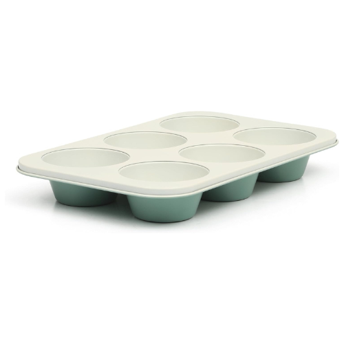 6-Cup Teal Nonstick Carbon Steel Muffin and Cupcake Pan