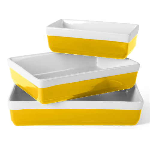 3-Piece Yellow Oven-to-Table Stoneware Bakeware Set