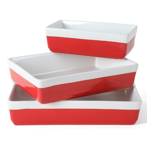 3-Piece Red Oven-to-Table Stoneware Bakeware Set