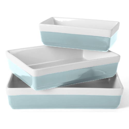 3-Piece Dusty Blue Oven-to-Table Stoneware Bakeware Set