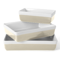 3-Piece Light Beige Oven-to-Table Stoneware Bakeware Set