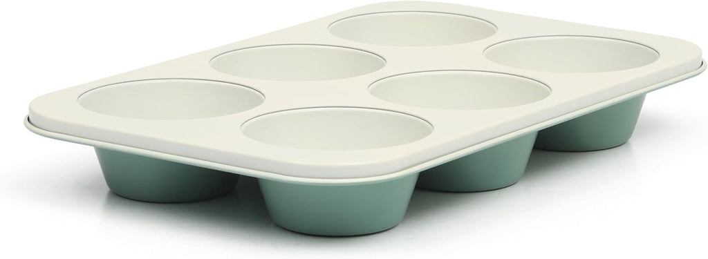 6-Cup Teal Nonstick Carbon Steel Muffin and Cupcake Pan