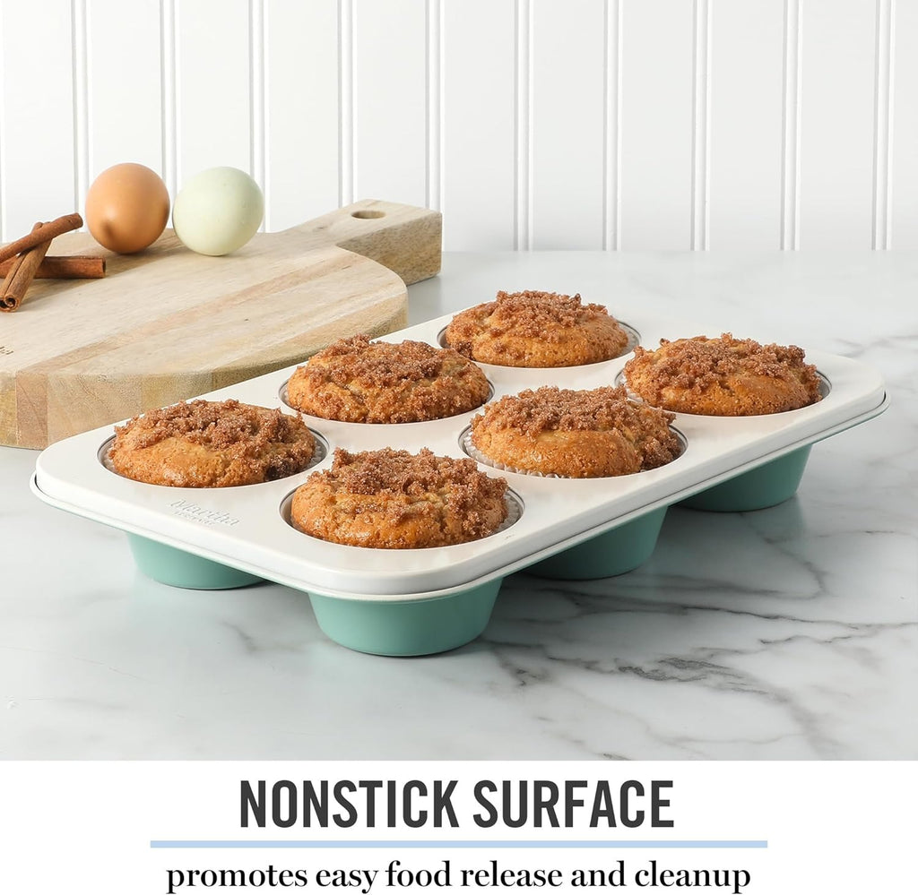6-Cup Teal Nonstick Carbon Steel Muffin and Cupcake Pan