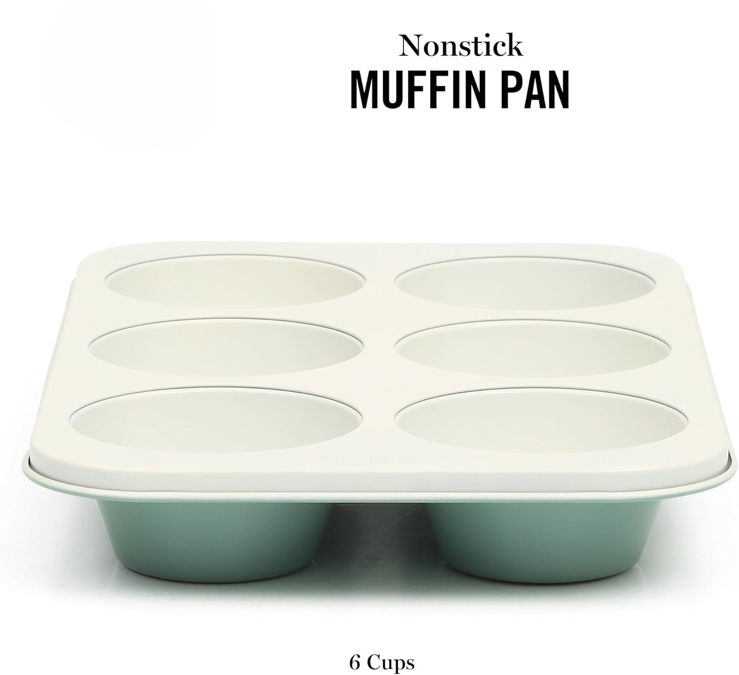6-Cup Teal Nonstick Carbon Steel Muffin and Cupcake Pan