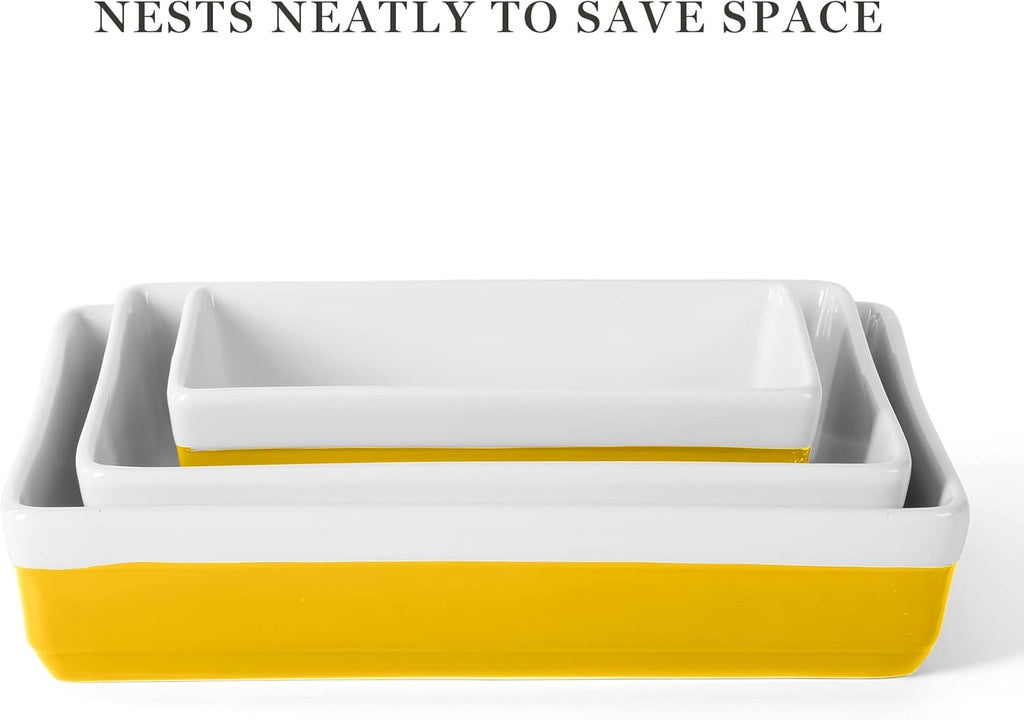 3-Piece Yellow Oven-to-Table Stoneware Bakeware Set