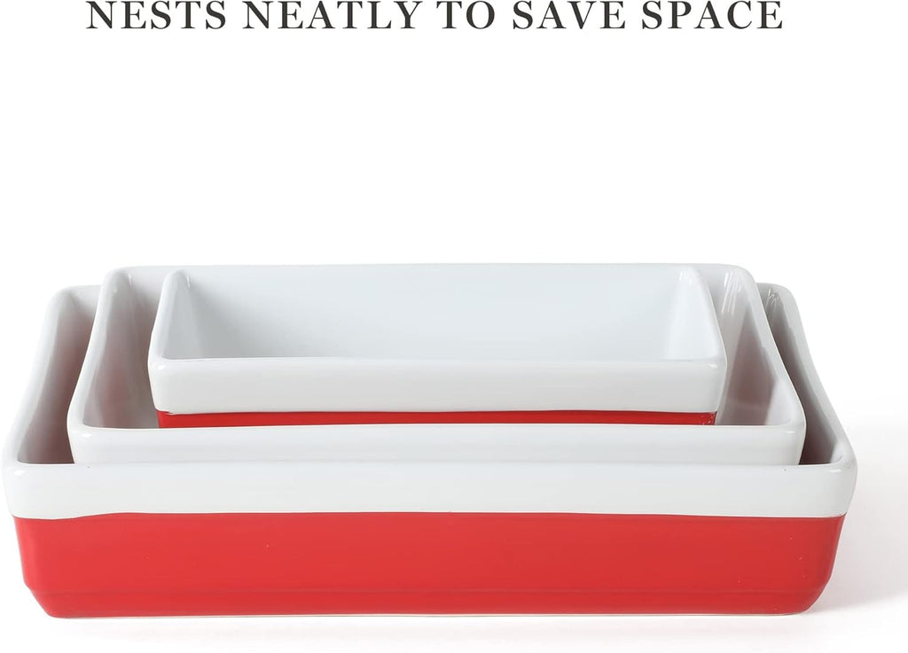 3-Piece Red Oven-to-Table Stoneware Bakeware Set