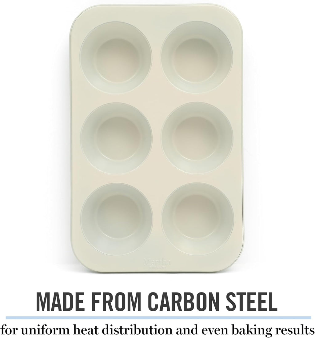 6-Cup Teal Nonstick Carbon Steel Muffin and Cupcake Pan