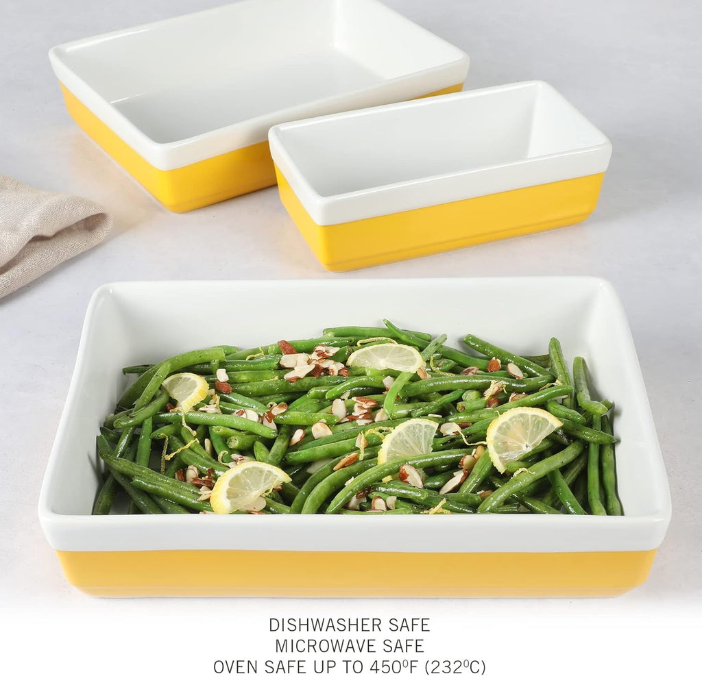 3-Piece Yellow Oven-to-Table Stoneware Bakeware Set