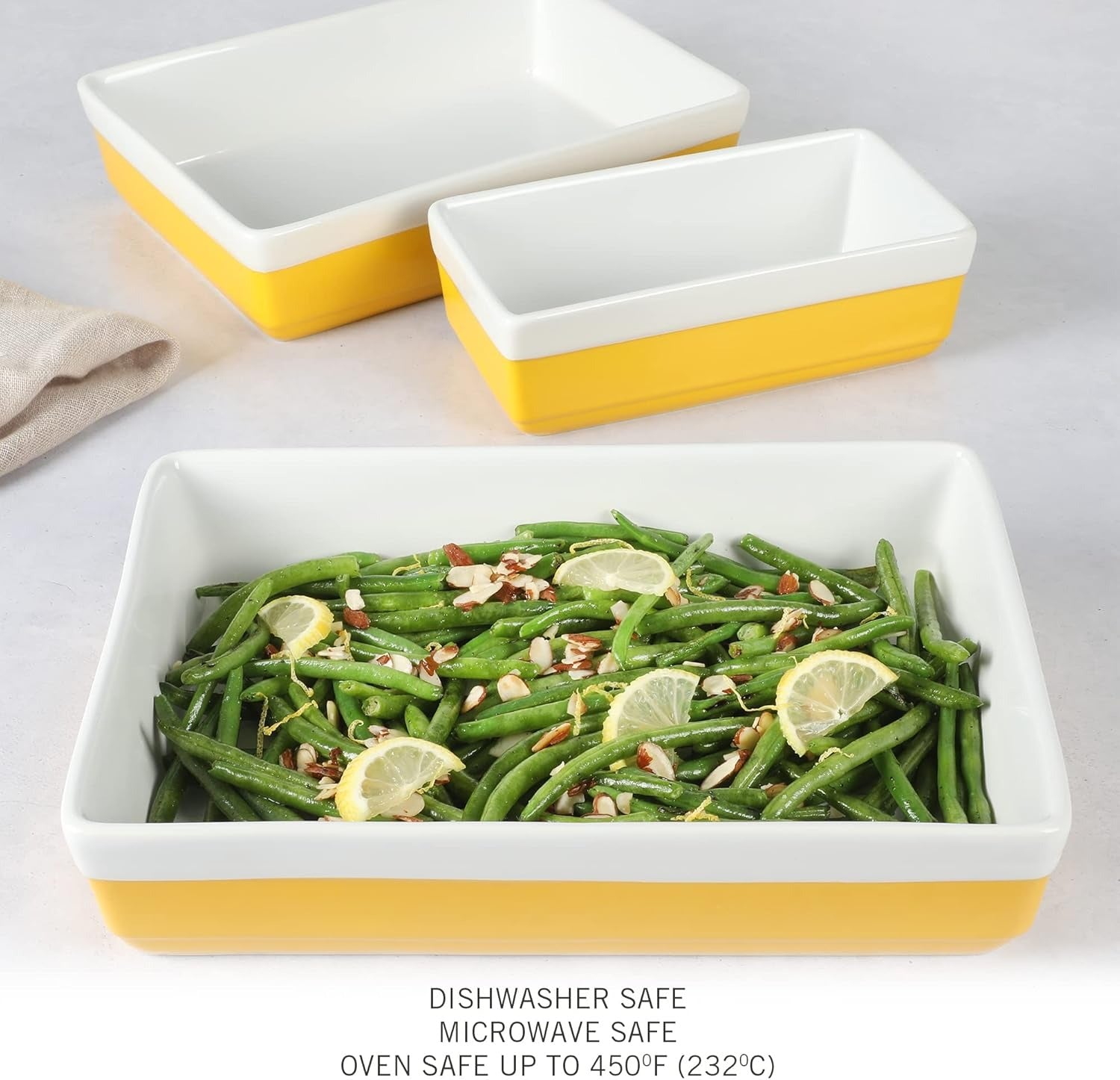 3-Piece Yellow Oven-to-Table Stoneware Bakeware Set