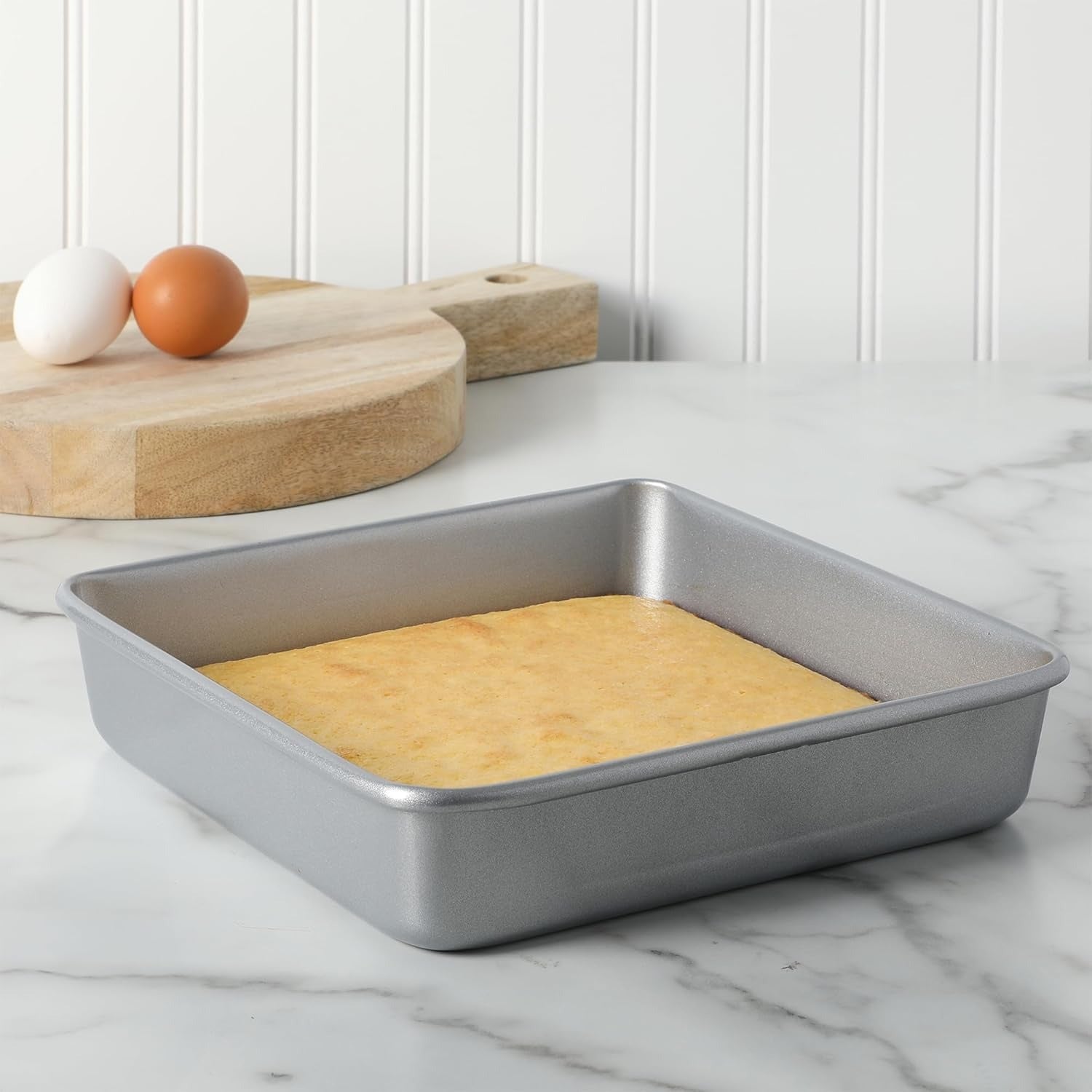 Silver 9-Inch Carbon Steel Square Cake Pan