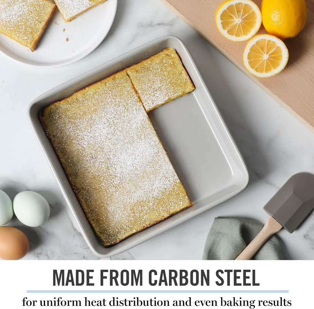 Cool Gray 9-Inch Carbon Steel Square Cake Pan