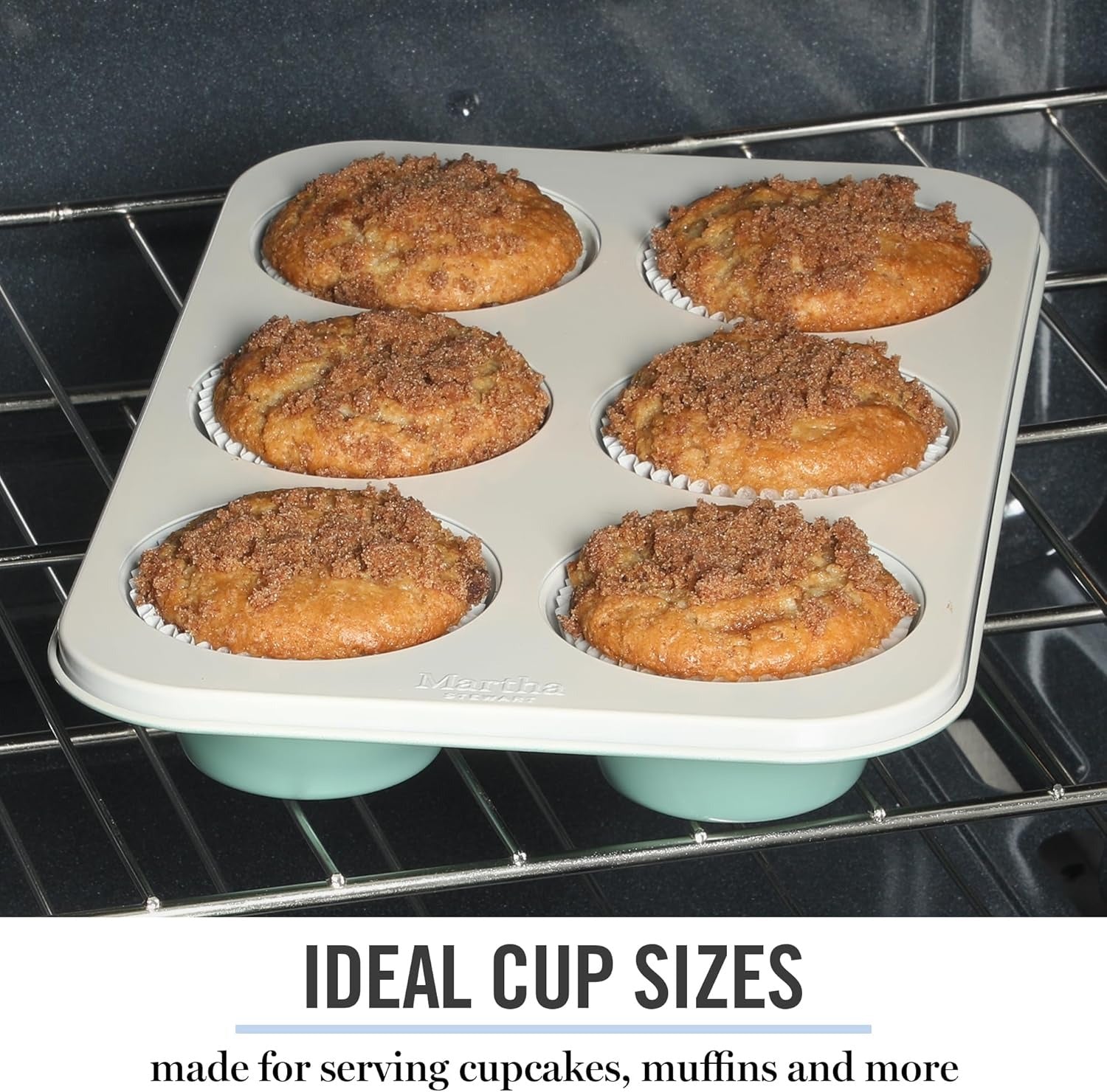 6-Cup Teal Nonstick Carbon Steel Muffin and Cupcake Pan