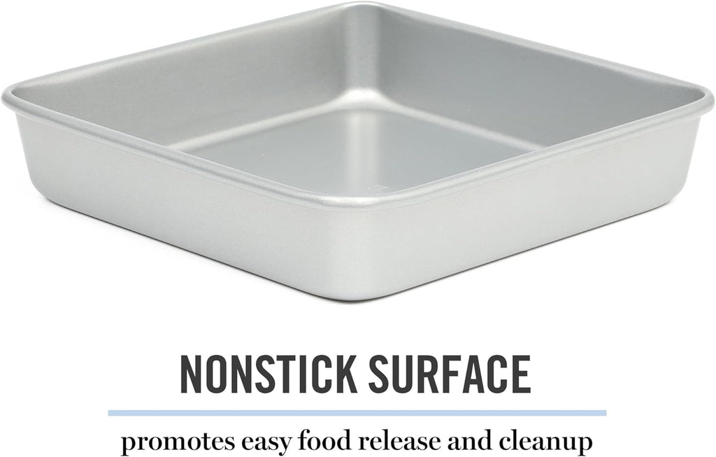 Silver 9-Inch Carbon Steel Square Cake Pan