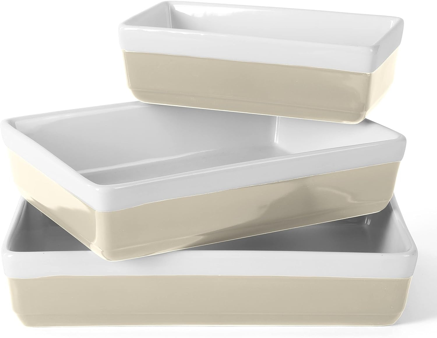 3-Piece Light Beige Oven-to-Table Stoneware Bakeware Set