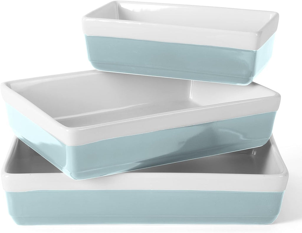 3-Piece Dusty Blue Oven-to-Table Stoneware Bakeware Set