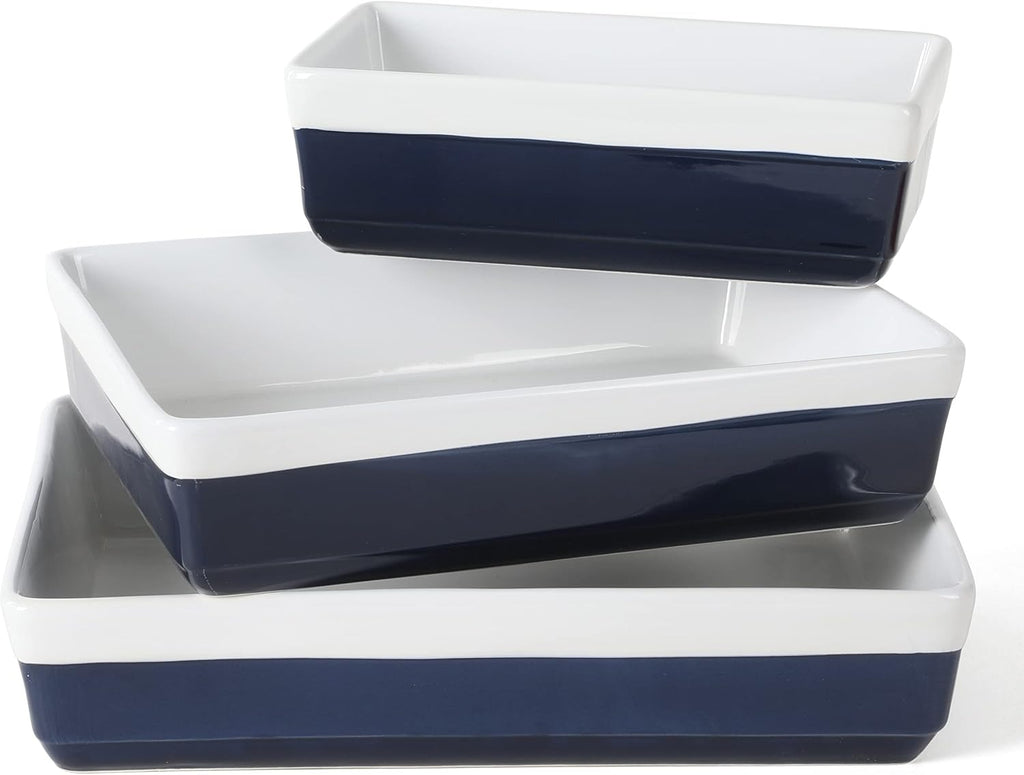3-Piece Cobalt Blue Oven-to-Table Stoneware Bakeware Set