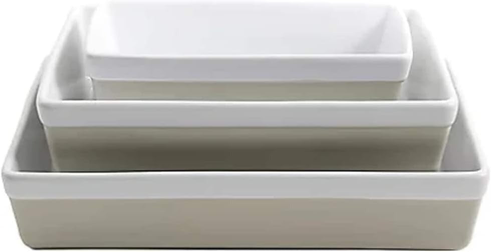 3-Piece Light Beige Oven-to-Table Stoneware Bakeware Set