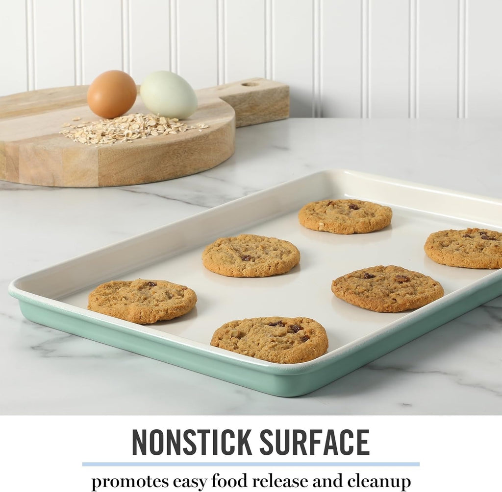 Teal Rectangular Nonstick Carbon Steel Cookie Sheet
