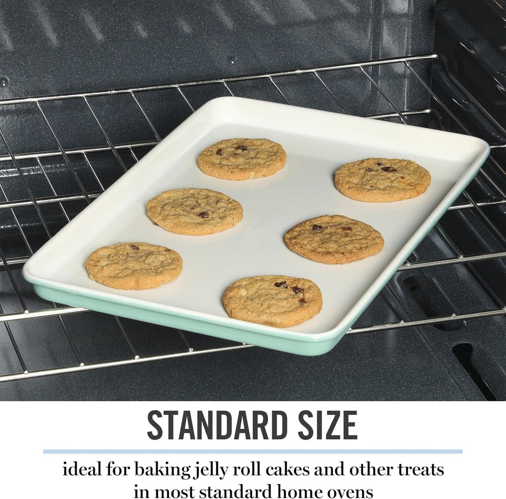 Teal Rectangular Nonstick Carbon Steel Cookie Sheet