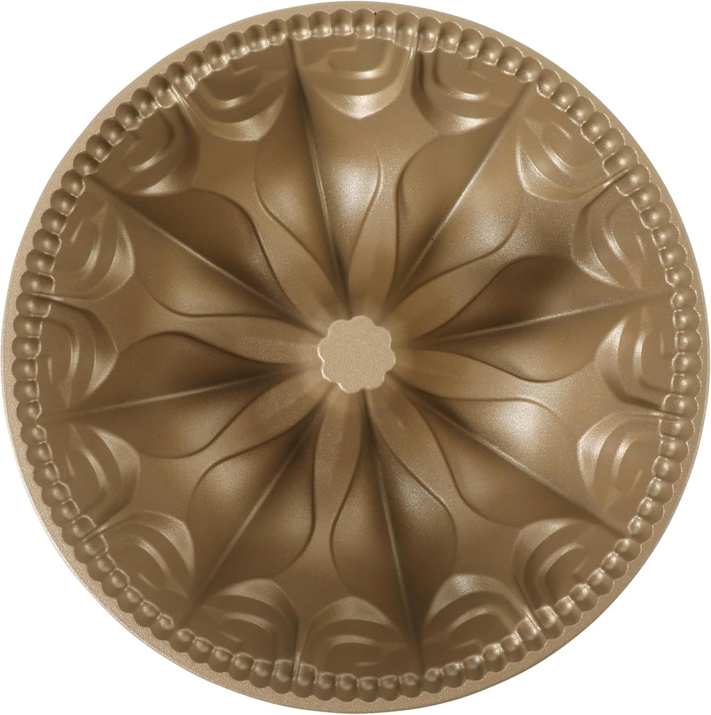 Champagne Gold Flower-Shaped Cast Aluminum Cake Mold